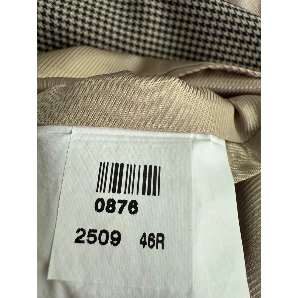 Stafford Blazer Mens 46R Brown Houndstooth Wool Sport Coat‎ Jacket Two Button